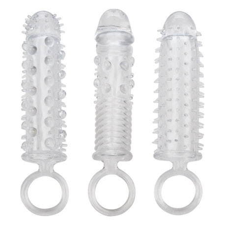 Buy 3 Piece Textured Extension Set – Naughtyhut NZ sex toys online. Discreet delivery & top brands.