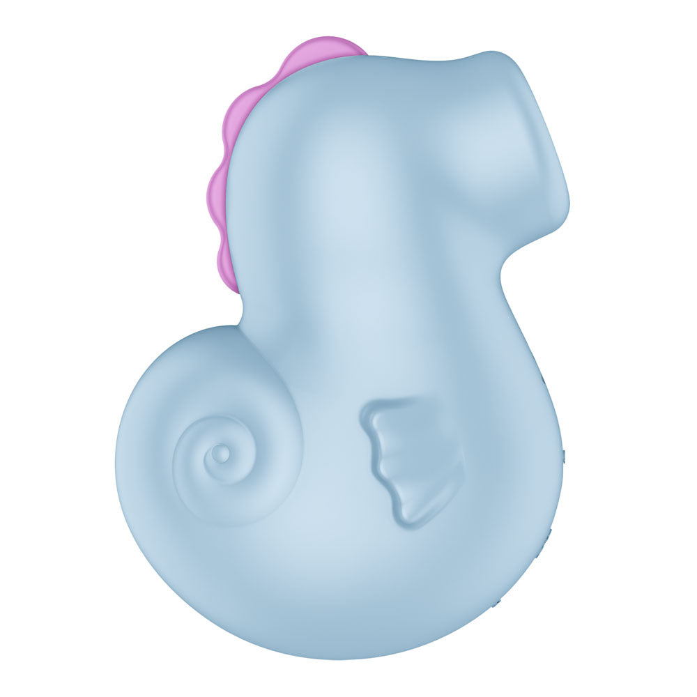 Satisfyer Sea Pony - Vibrating Air Pulse Stimulator in Baby Blue, angled view