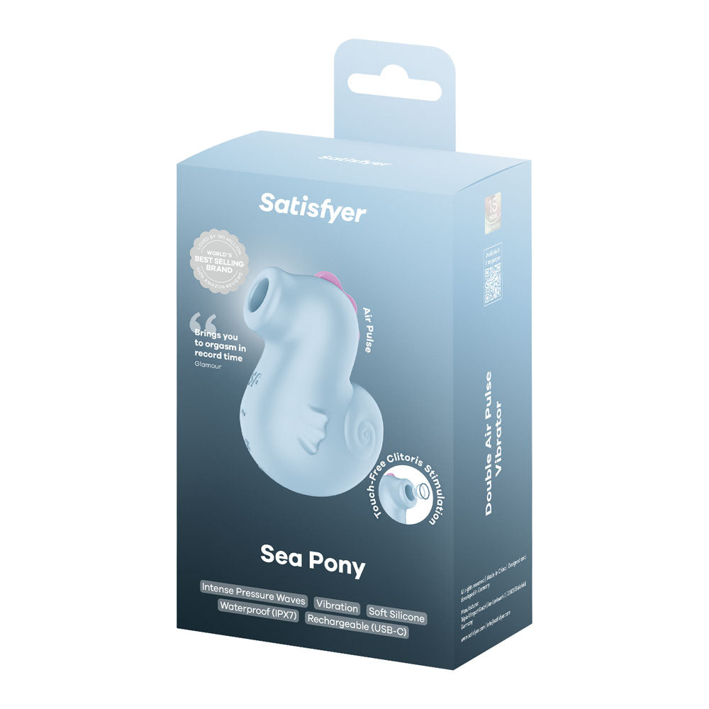 Satisfyer Sea Pony - Vibrating Air Pulse Stimulator in Baby Blue retail box