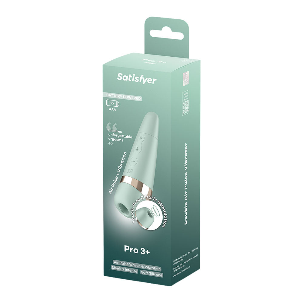 Satisfyer Pro 3+ Battery Series - Mint - Mint Green Air Pulse Clitoral Stimulator with Vibration
