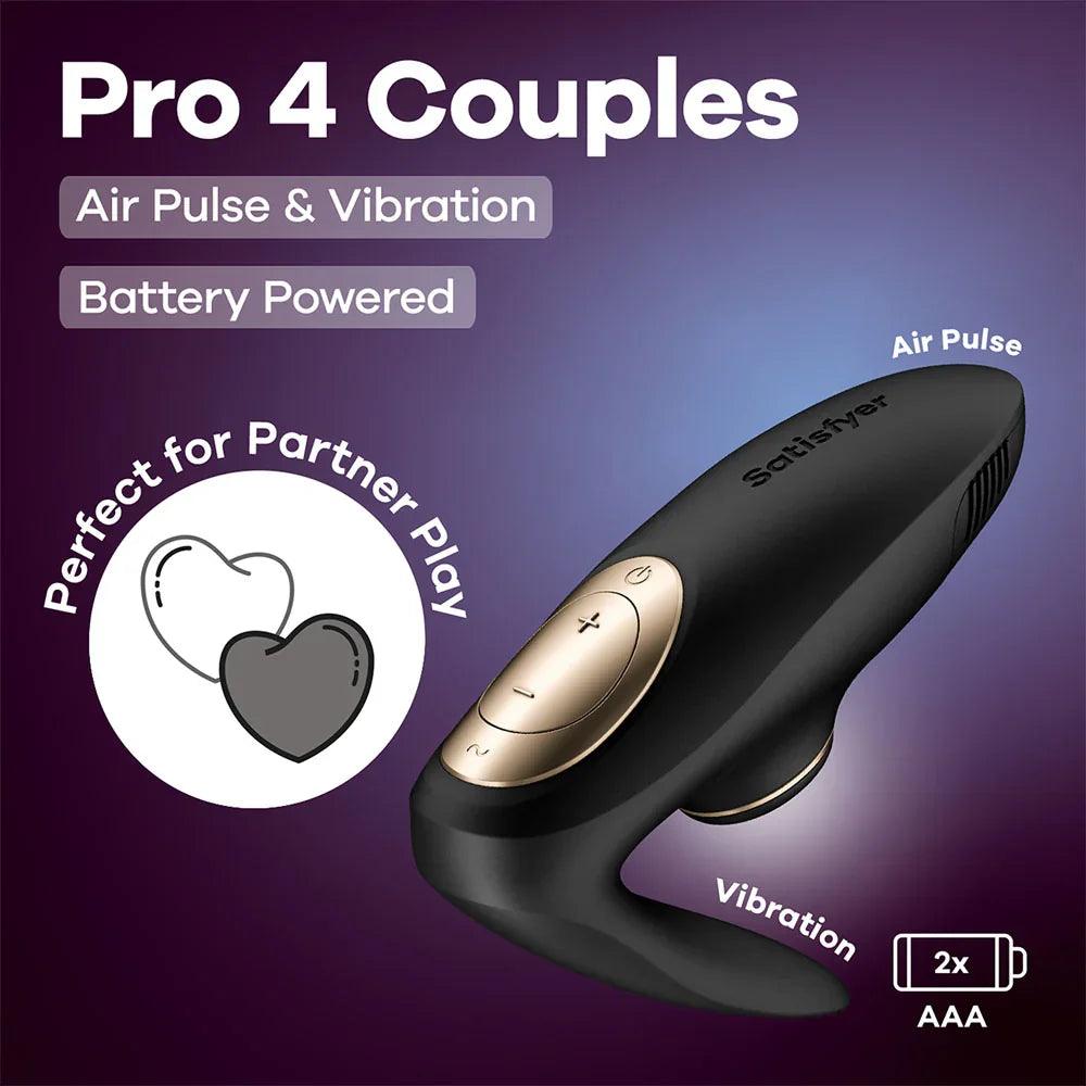 Satisfyer Pro 4 Couples Air Pulse Vibrator, Black