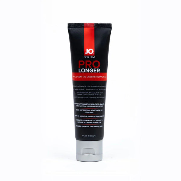 JO For Him Prolonger desensitising gel, 60 ml black tube with a red stripe