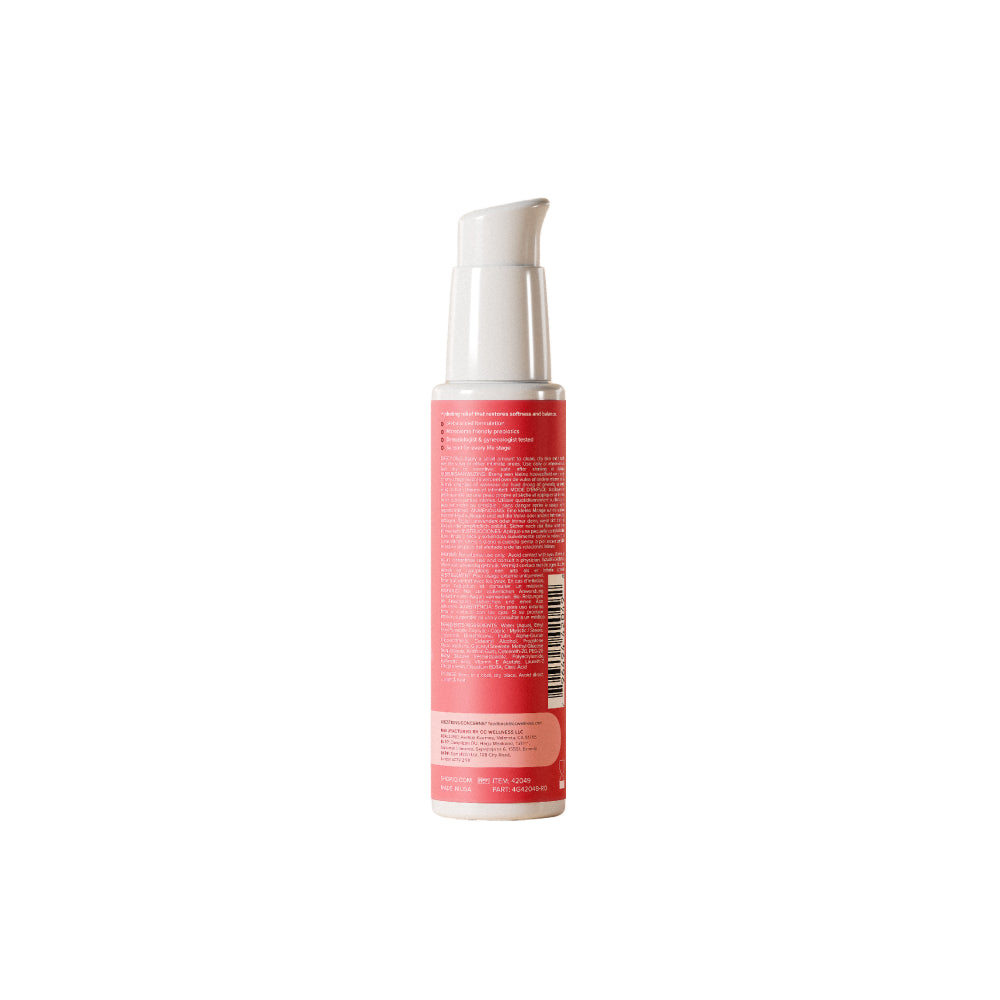 JO Vitalize Nourish bottle alone on white, back of the bottle showing the ingredients panel