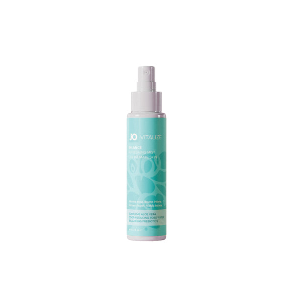 JO Vitalize Balance refreshing mist, 60 ml teal spray bottle alone on white