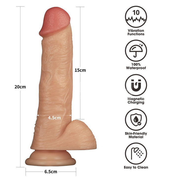 8 Inch Power Basics - Flesh 20 cm USB Rechargeable Vibrating Dong – Sex toys NZ by Naughtyhut. Discreet delivery nationwide.