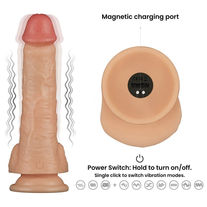 8 Inch Power Basics - Flesh 20 cm USB Rechargeable Vibrating Dong – Sex toys NZ by Naughtyhut. Discreet delivery nationwide.