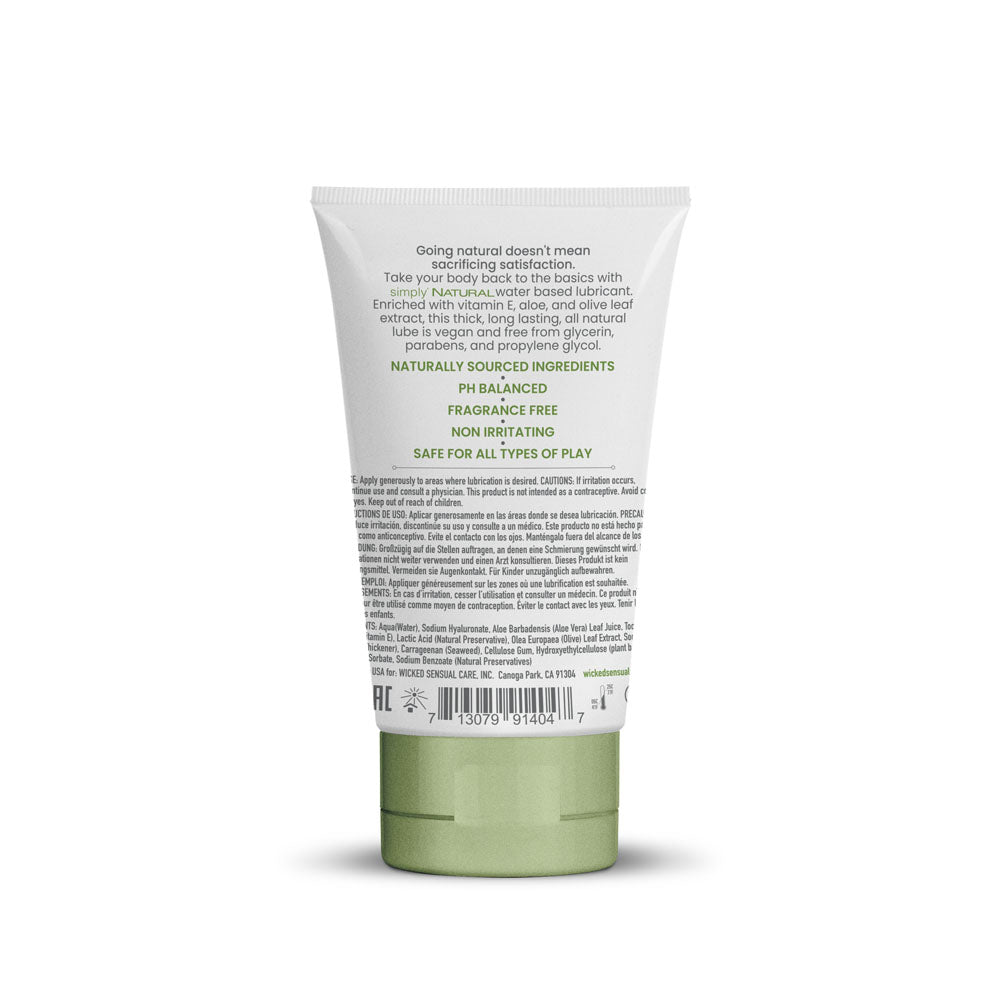 Wicked Simply Natural 120 ml, back of the tube with ingredients and barcode