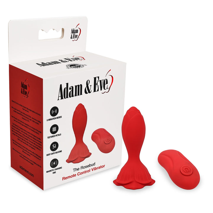 Adam & Eve The Rosebud vibrating butt plug retail packaging