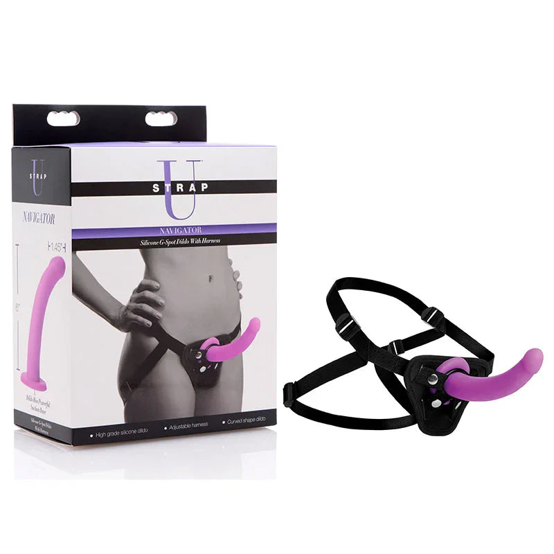 XR Brands Strap-U Navigator Silicone G-Spot Strap-On 16.5cm, Purple