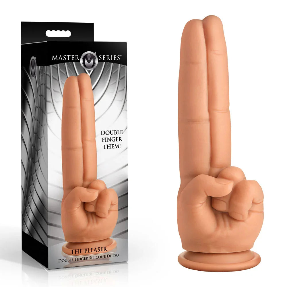 XR Brands Master Series The Pleaser Double Finger Dildo 23.6cm, Flesh