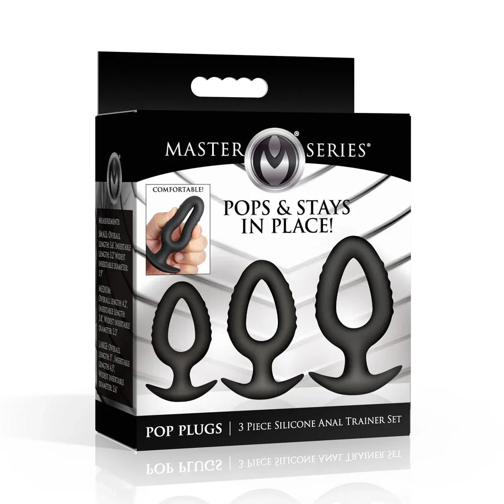 XR Brands Master Series Pop Plugs Anal Trainer Set of 3, Black