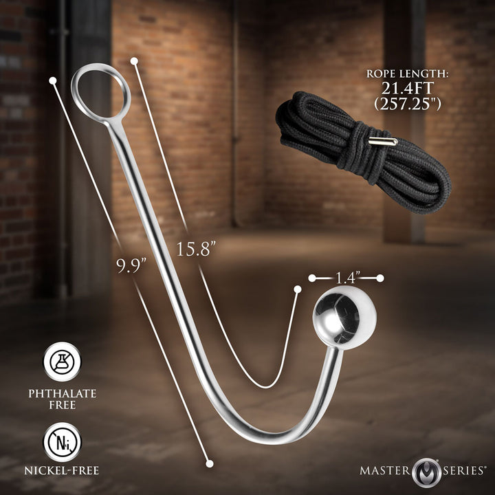 Master Series Roped - Metal Anal Hook with Rope