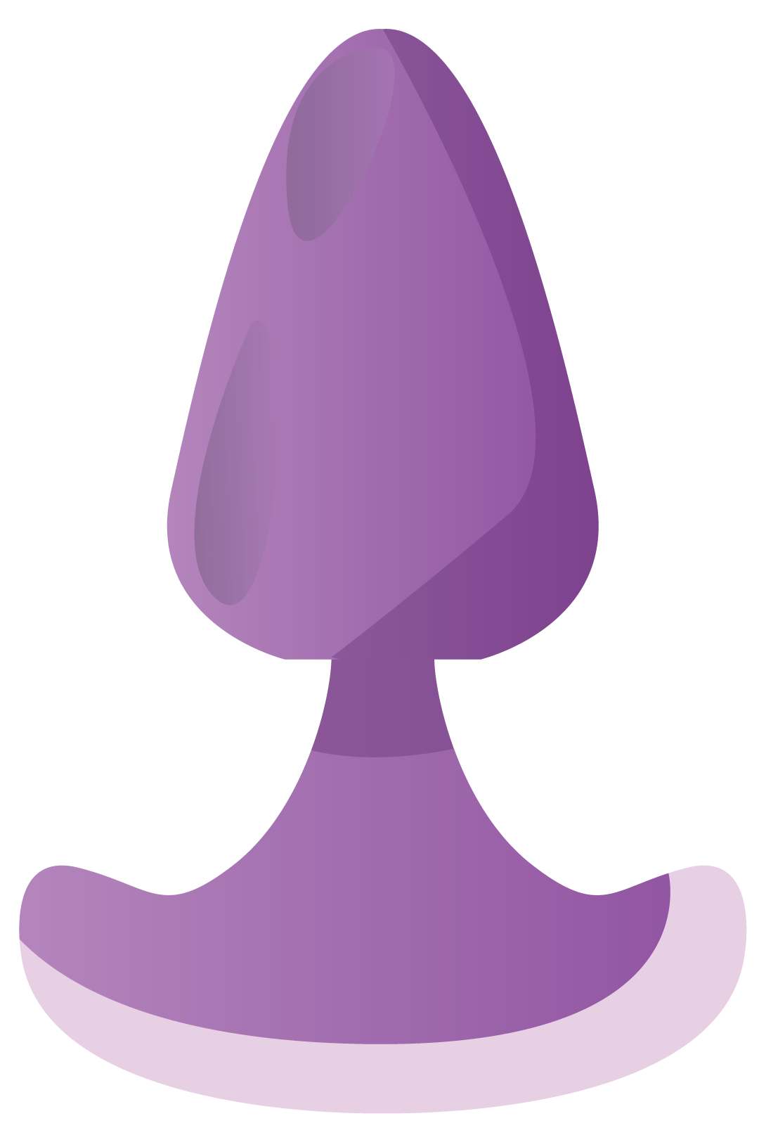 Purple silicone butt plug on a white background