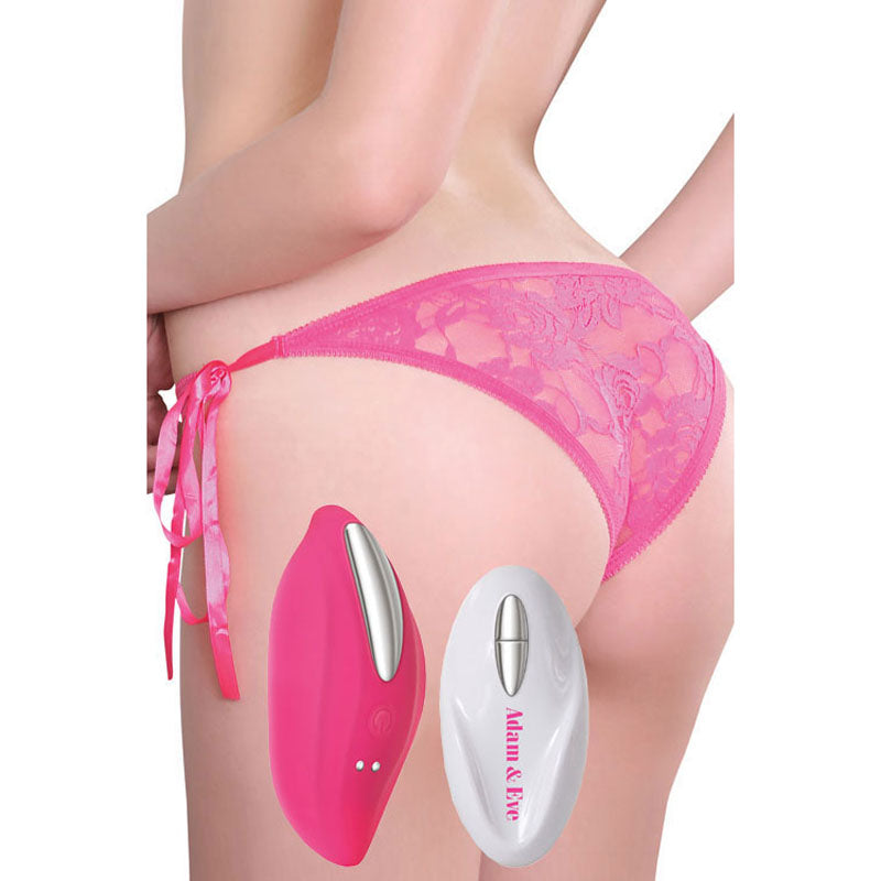 Buy Adam & Eve Eve's Rechargeable Vibrating Panty With Remote - Pink Vibrating Panty with Remote Control – Naughtyhut NZ sex toys online. Discreet delivery & top brands.