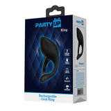 Party Up KING Rechargeable Cock Ring - Black USB Rechargeable Cock Ring