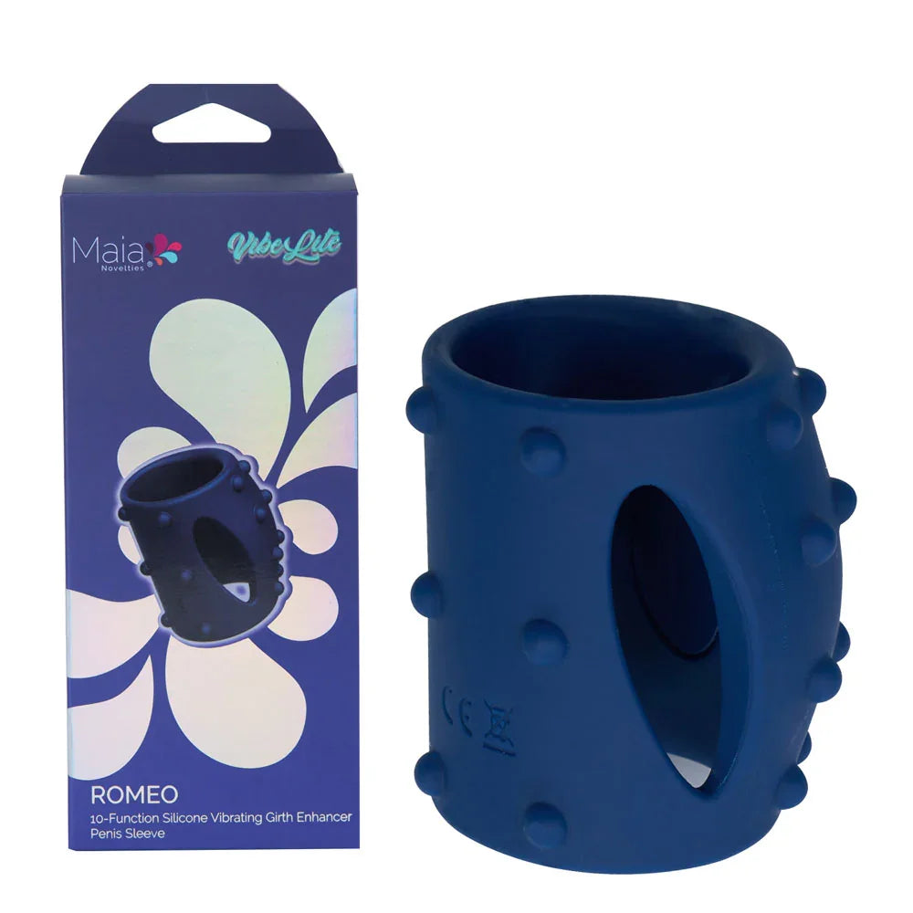 Maia Toys Maia Romeo Vibrating Girth Enhancer Sleeve, Blue