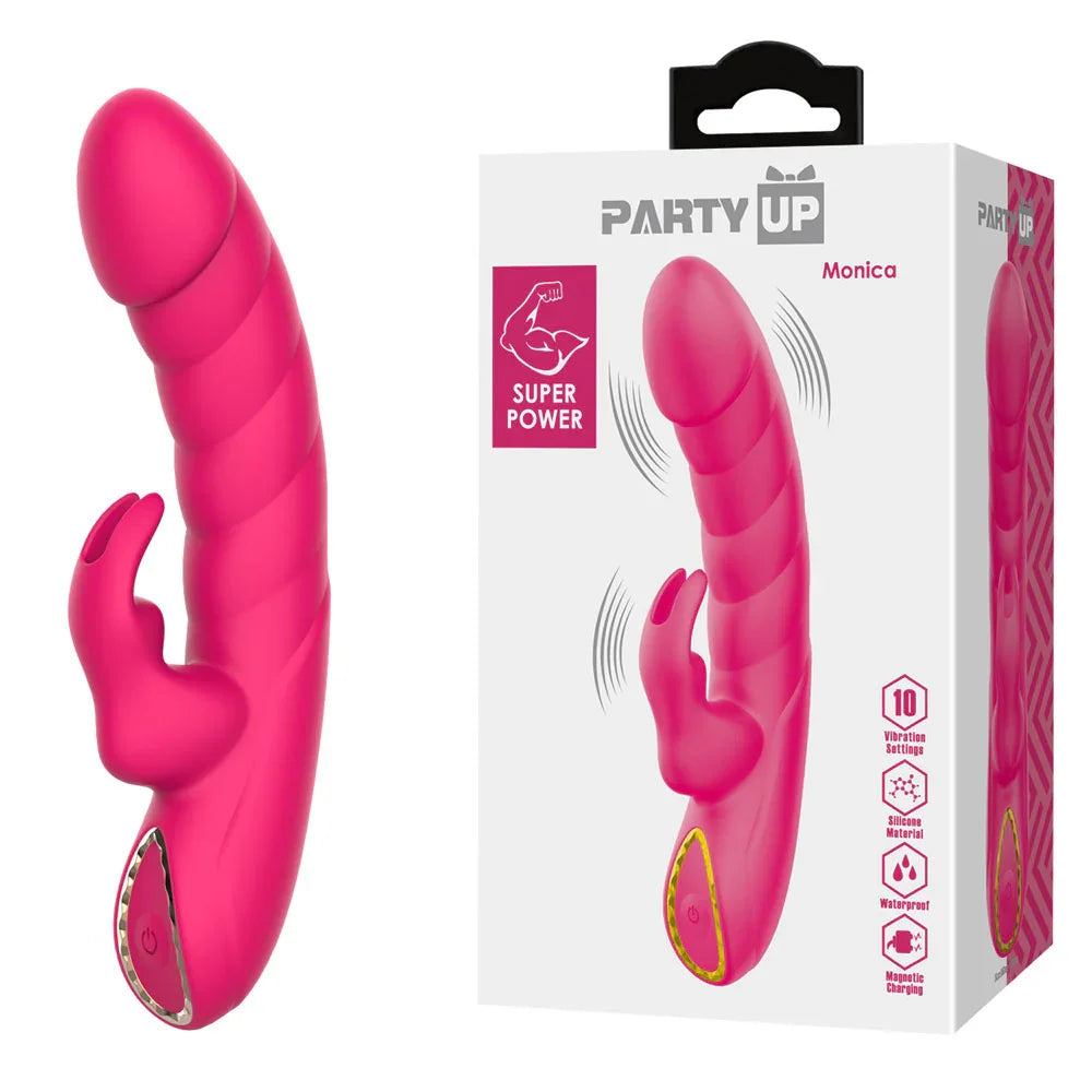 Party Up Monica Rabbit Vibrator 15.8cm, Pink
