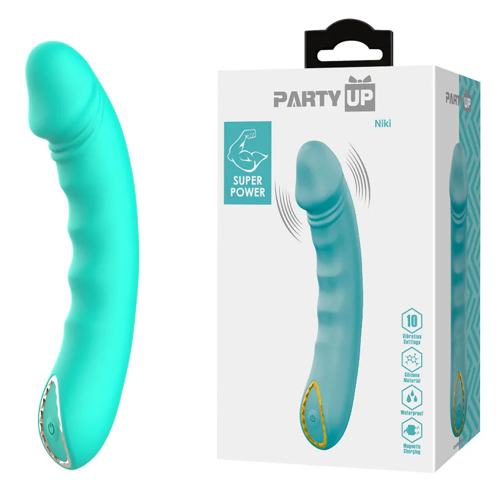 Party Up Niki Vibrator 15.4cm, Teal