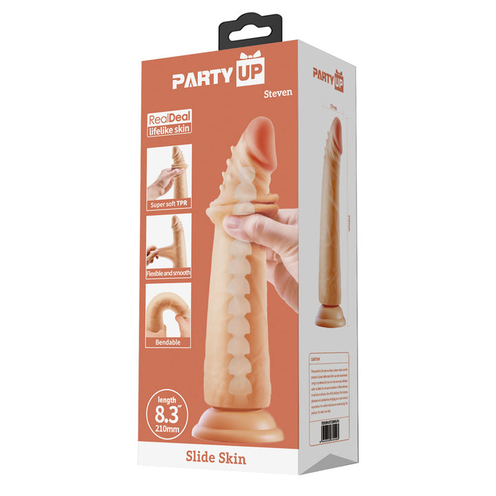 Party Up STEVEN Slide Skin Dong - Flesh 21 cm Flexible Dildo