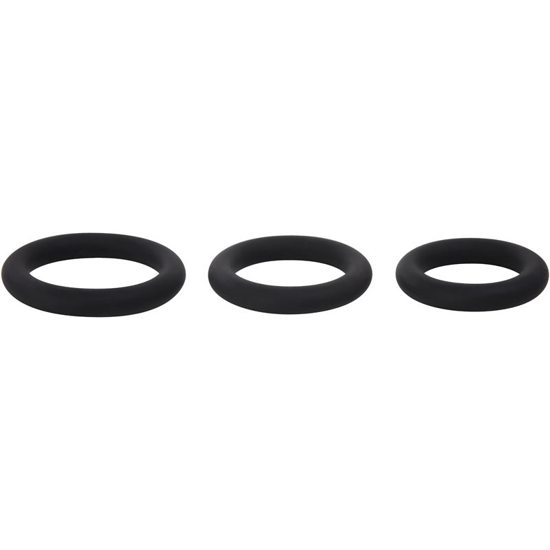 Buy Adam & Eve Silicone Penis Ring Set - Black Cock Rings - Set of 3 Sizes – Naughtyhut NZ sex toys online. Discreet delivery & top brands.
