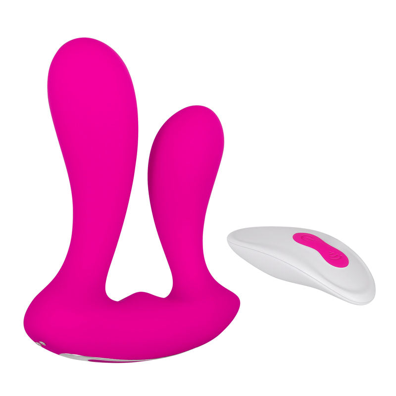 Adam & Eve Rechargeable Dual Entry Vibe - Pink USB Rechargeable Vibrator with Remote Control – Sex toys NZ by Naughtyhut. Discreet delivery nationwide.