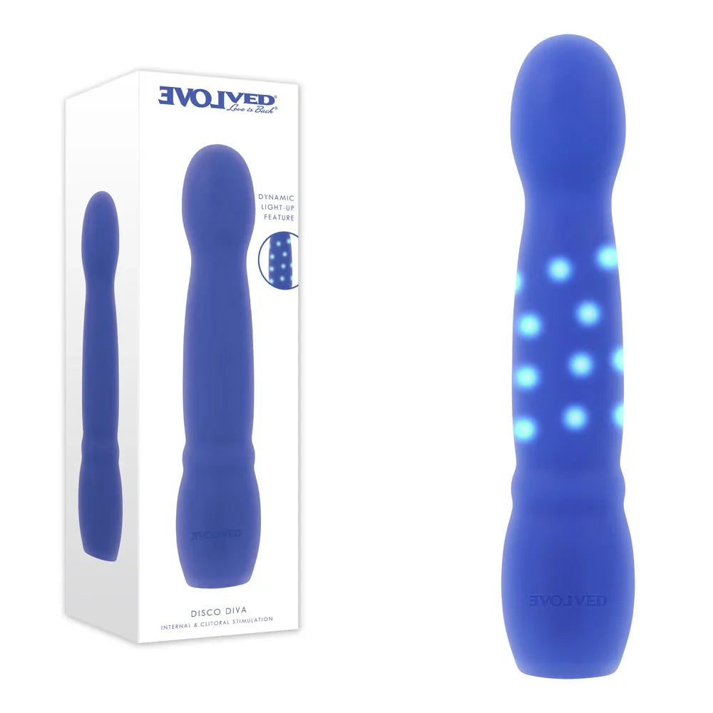 Evolved Disco Diva Light-Up Vibrator, Blue