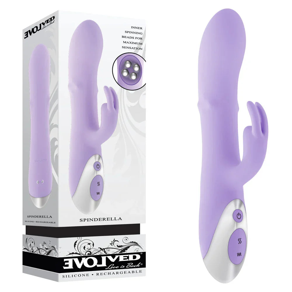Evolved Spinderella Rotating Rabbit Vibrator, Purple