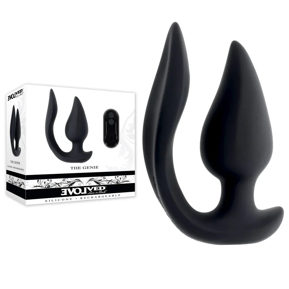 Evolved The Genie Vibrating Butt Plug with Remote, Black