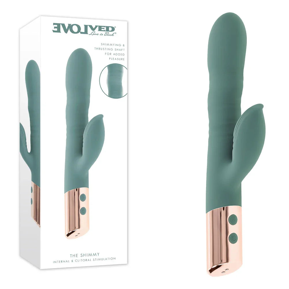 Evolved The Shimmy Thrusting Rabbit Vibrator, Green