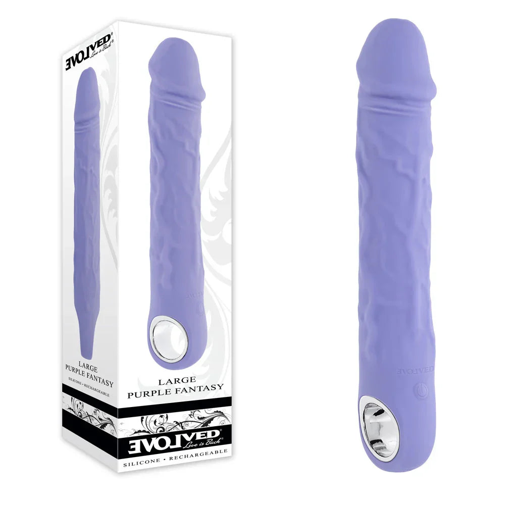 Evolved Large Purple Fantasy Silicone Vibrator, Purple