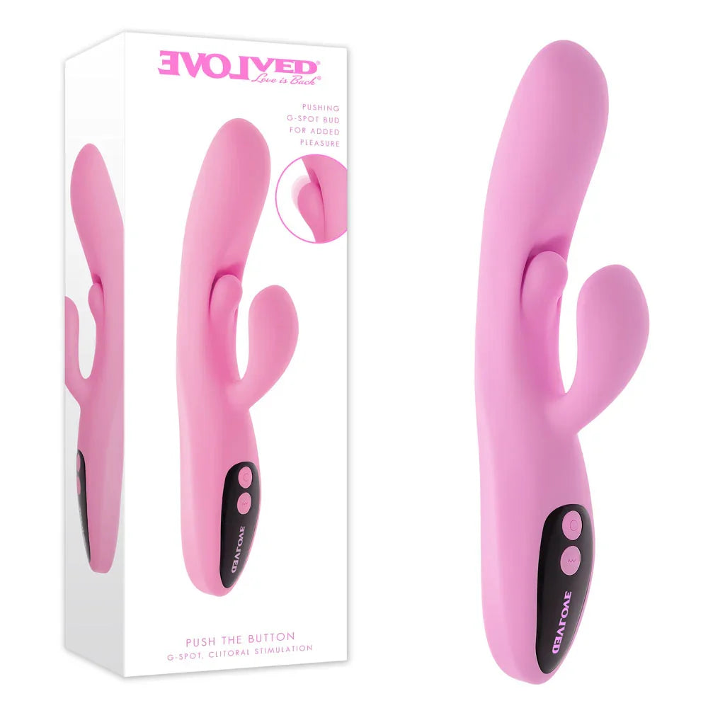 Evolved Push The Button Rabbit Vibrator with G-Spot Bud, Pink
