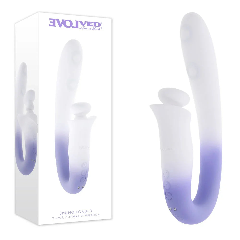 Evolved Spring Loaded Multi-Tapping Vibrator, White/Purple