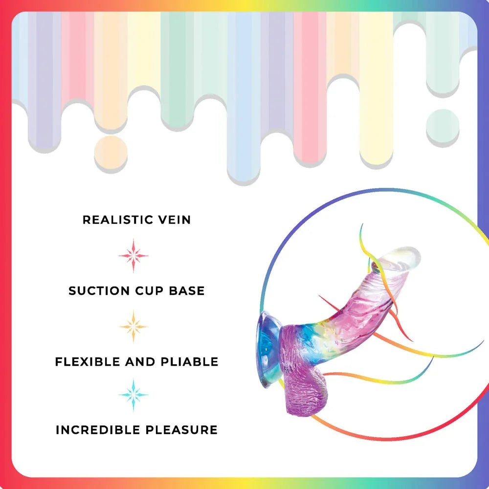 Jellido 14 cm dildo feature card, realistic vein and suction cup base