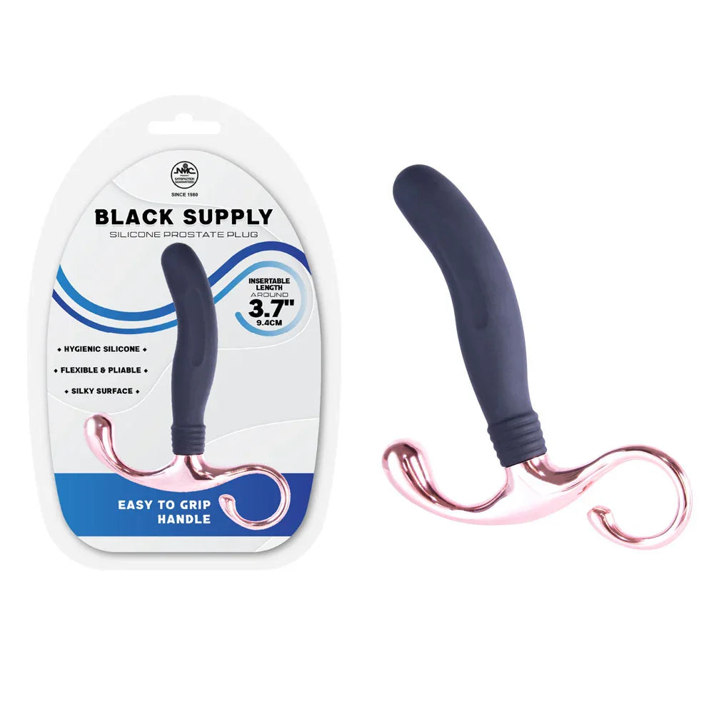 Excellent Power Black Supply Silicone Prostate Plug 9.4cm, Black