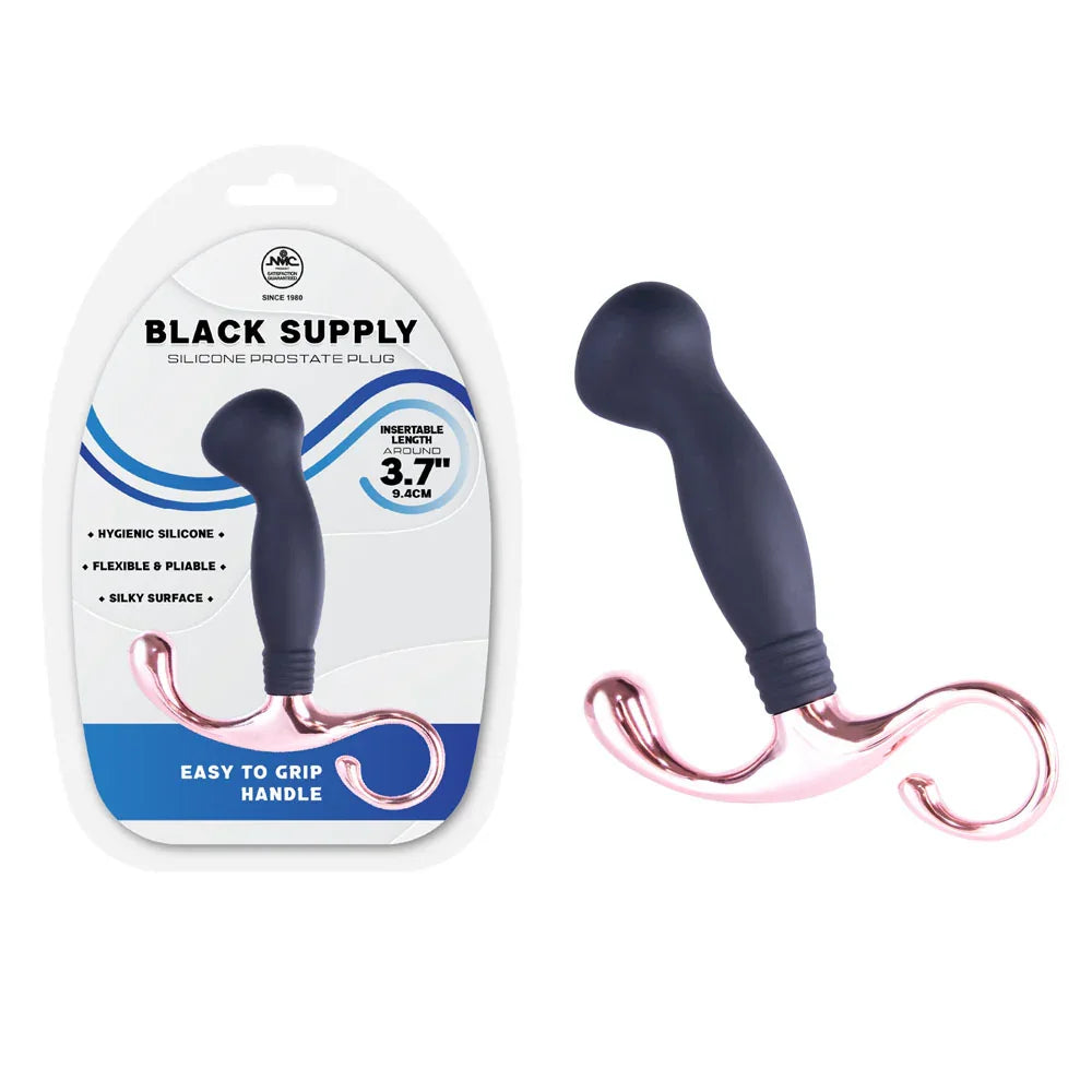 Excellent Power Black Supply Silicone Prostate Plug 9.4cm, Black