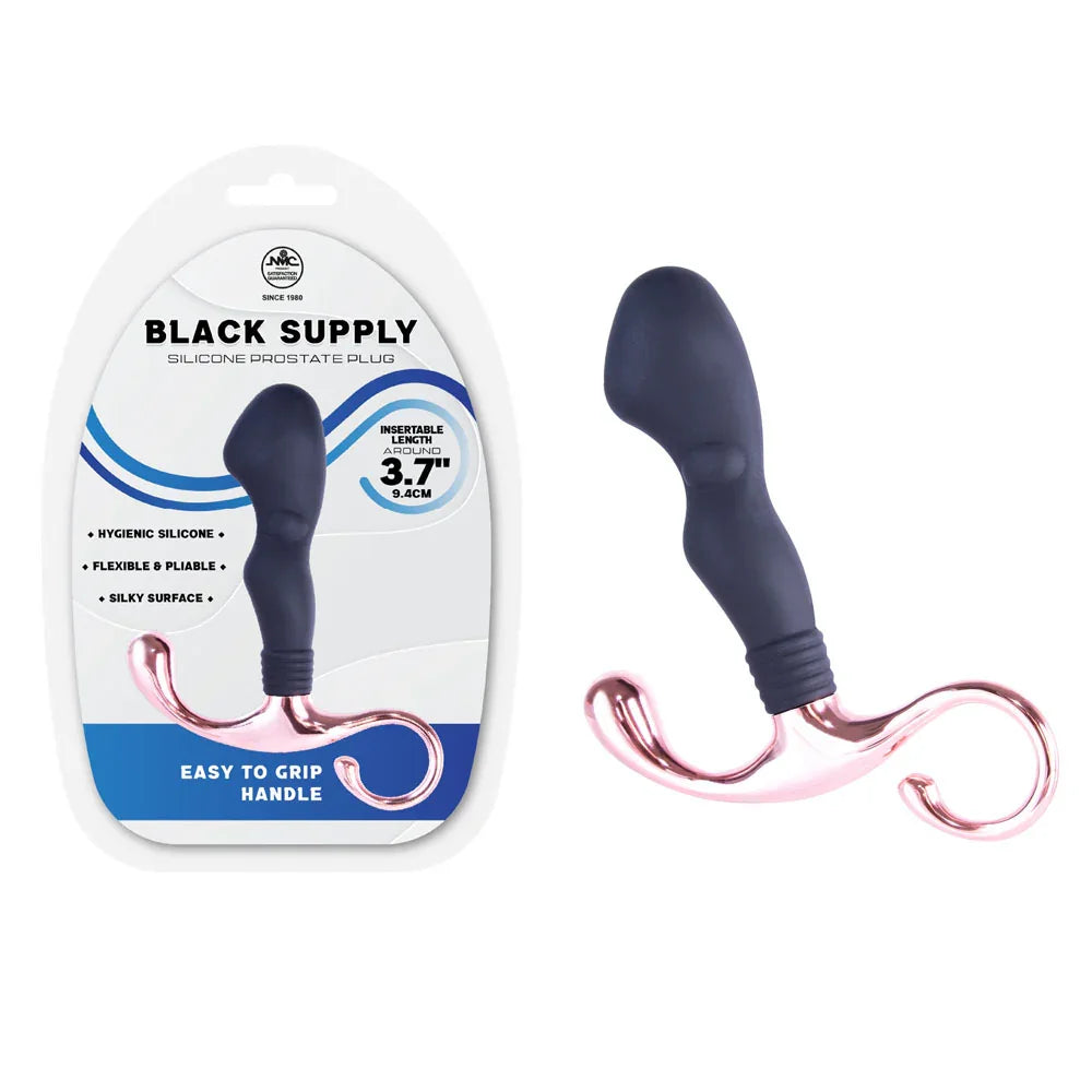 Excellent Power Black Supply Silicone Prostate Plug 9.4cm, Black
