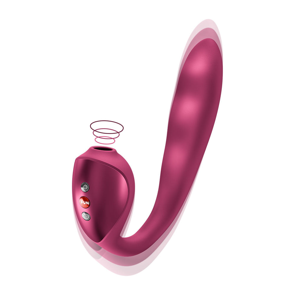 Fun Factory STRONIC PULSE ALLEGRO - Wine Red USB-C Rechargeable Thrusting Vibrator with Air Pulse Stimulator