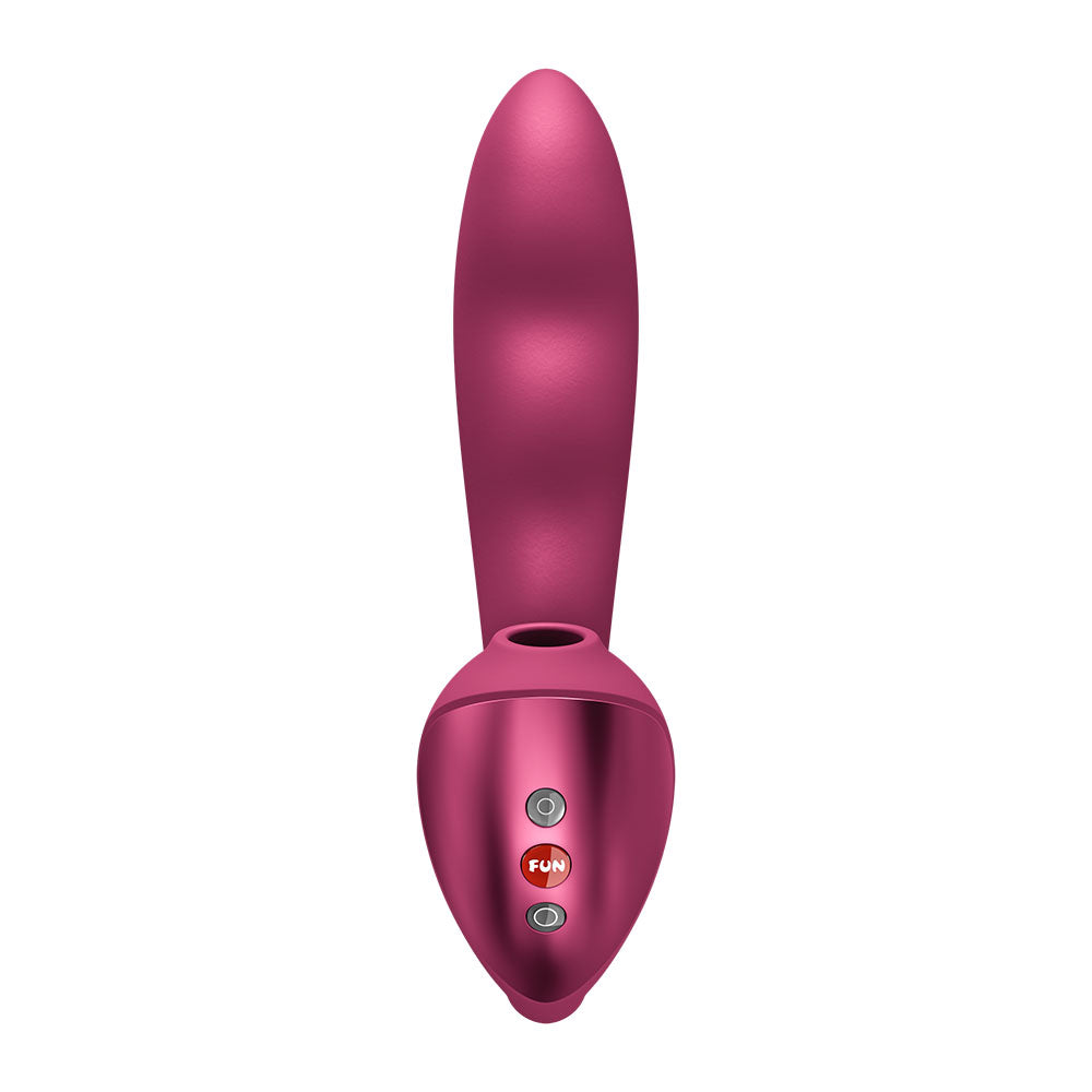 Fun Factory STRONIC PULSE ALLEGRO - Wine Red USB-C Rechargeable Thrusting Vibrator with Air Pulse Stimulator