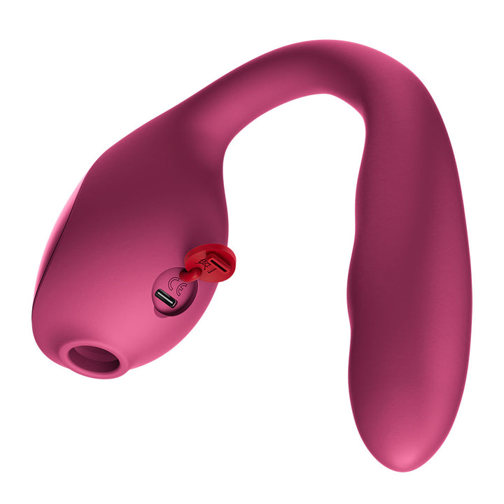 Fun Factory STRONIC PULSE ALLEGRO - Wine Red USB-C Rechargeable Thrusting Vibrator with Air Pulse Stimulator