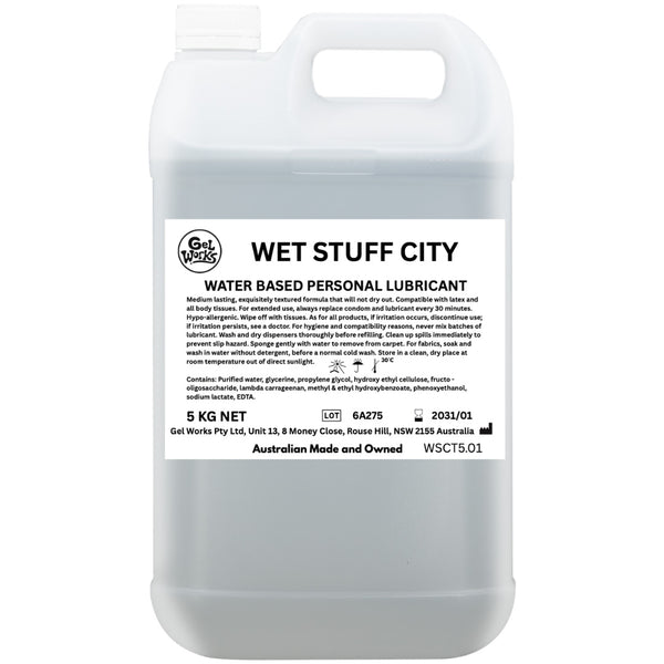 Wet Stuff City - 5kg Bottle - Water Based Lubricant - 5 kg Tube