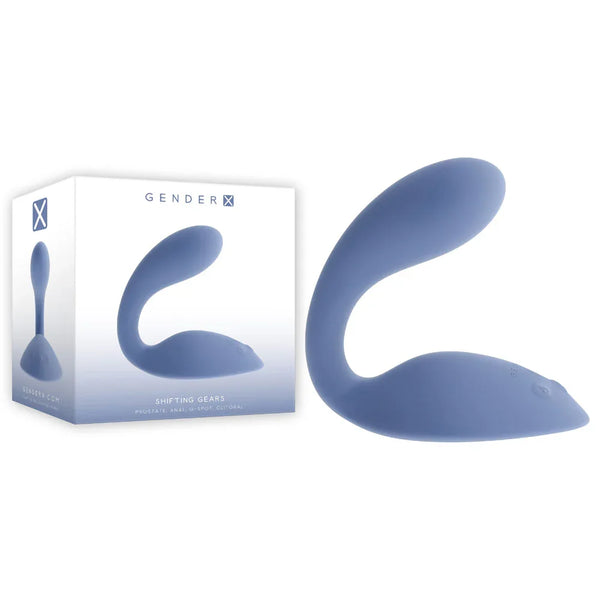 Gender X Shifting Gears grinding pad in Blue, curved silicone pad beside its retail box