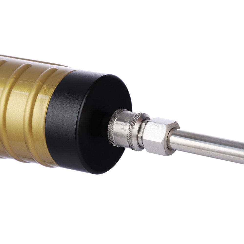 Hismith KlicLok masturbator adapter, steel connector fitted to a stroker cup