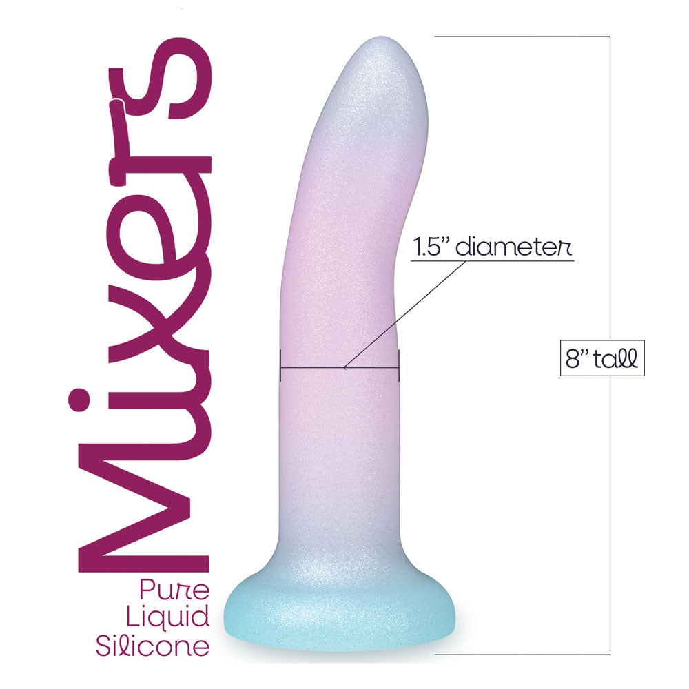 Mixers Blueberry Crush spec panel, marked 8 inches tall and 1.5 inch diameter