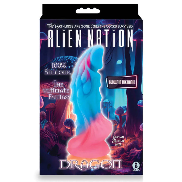 Alien Nation Dragon retail box front, marked glow in the dark
