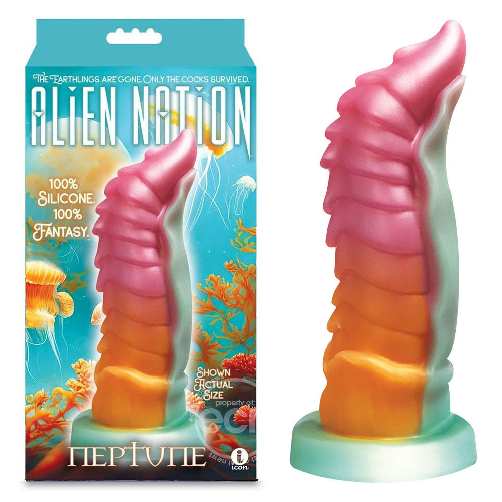 Pink and orange silicone product with 'Alien Nation' packaging on a white background