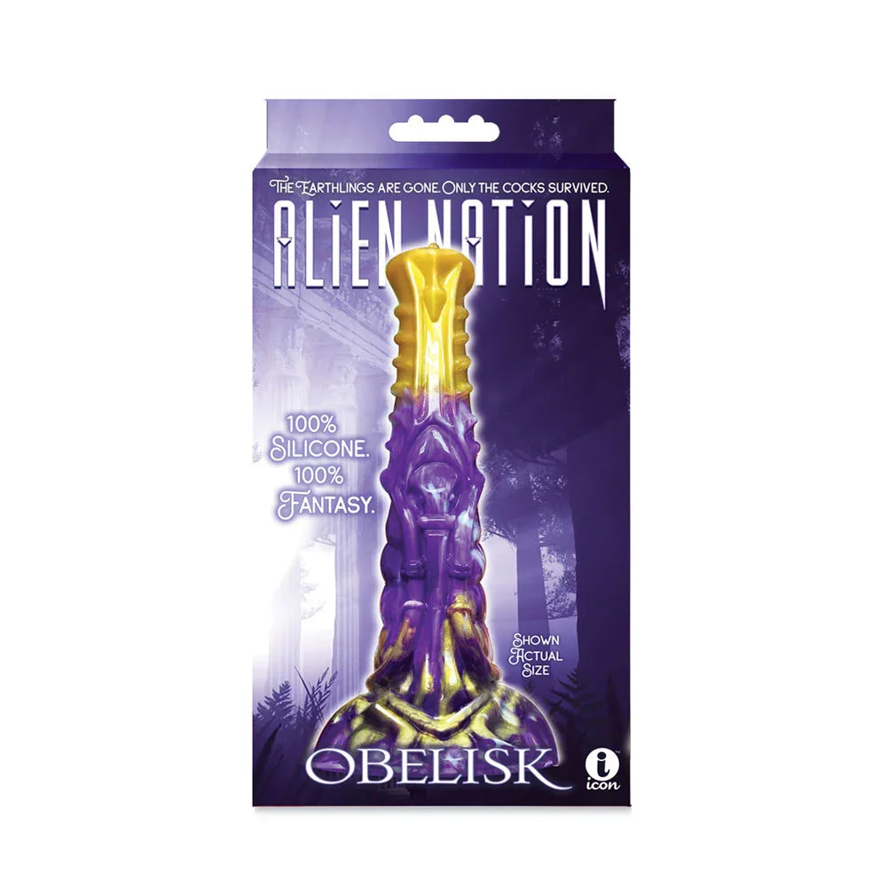 Alien Nation Obelisk retail box front on a purple forest background
