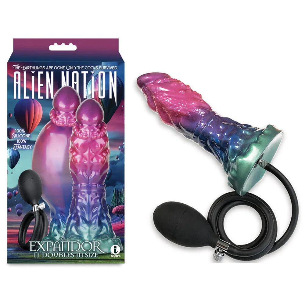 Icon Brands Alien Nation Expandor Inflatable Fantasy Dildo, Coloured