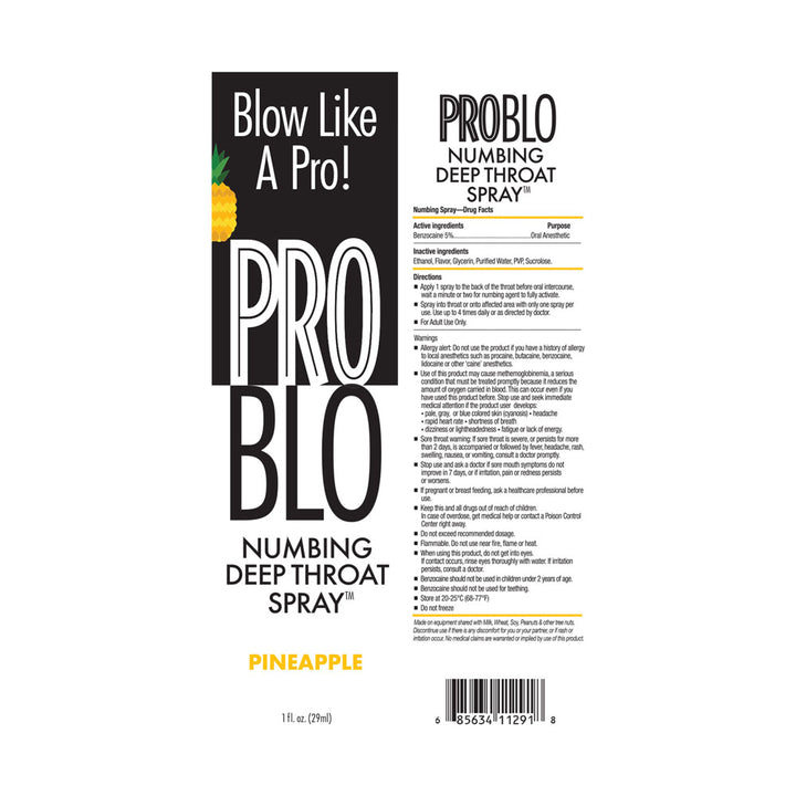 ProBlo Pineapple carton artwork flat, showing the drug facts panel and barcode