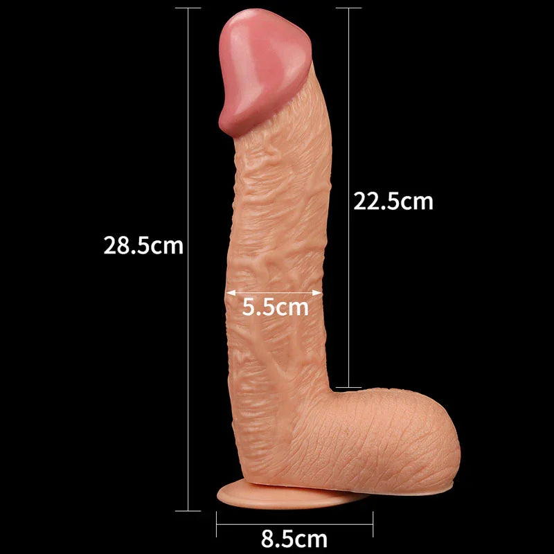 King Size 10.5 inch measurements: 28.5 cm long, 22.5 cm insertable, 5.5 cm wide, 8.5 cm base