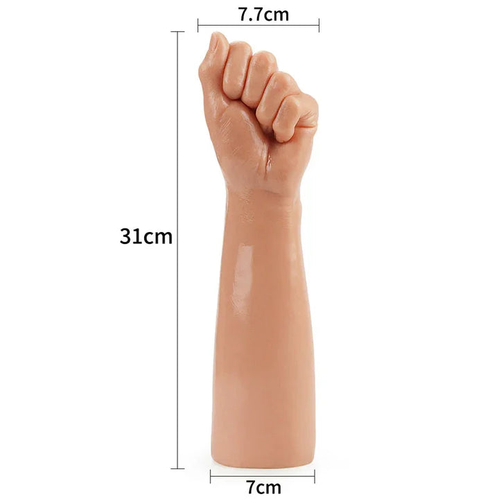 Bitch Fist measurements: 31 cm tall, 7.7 cm across the fist, 7 cm flat base
